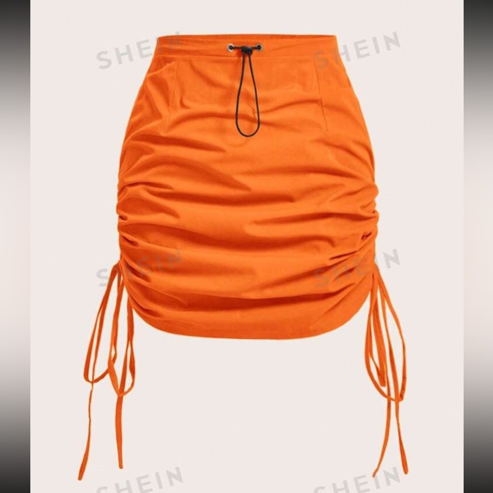 Plus Gorpcore Drawstring Waist Ruched Tie Side Skirt